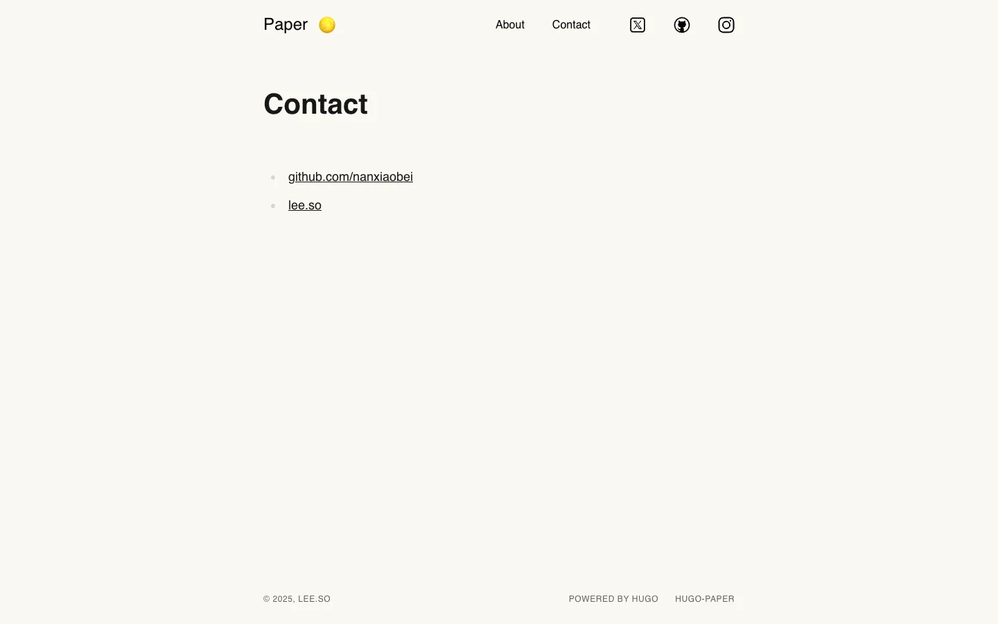 Paper website template, /contact/ page, part 1