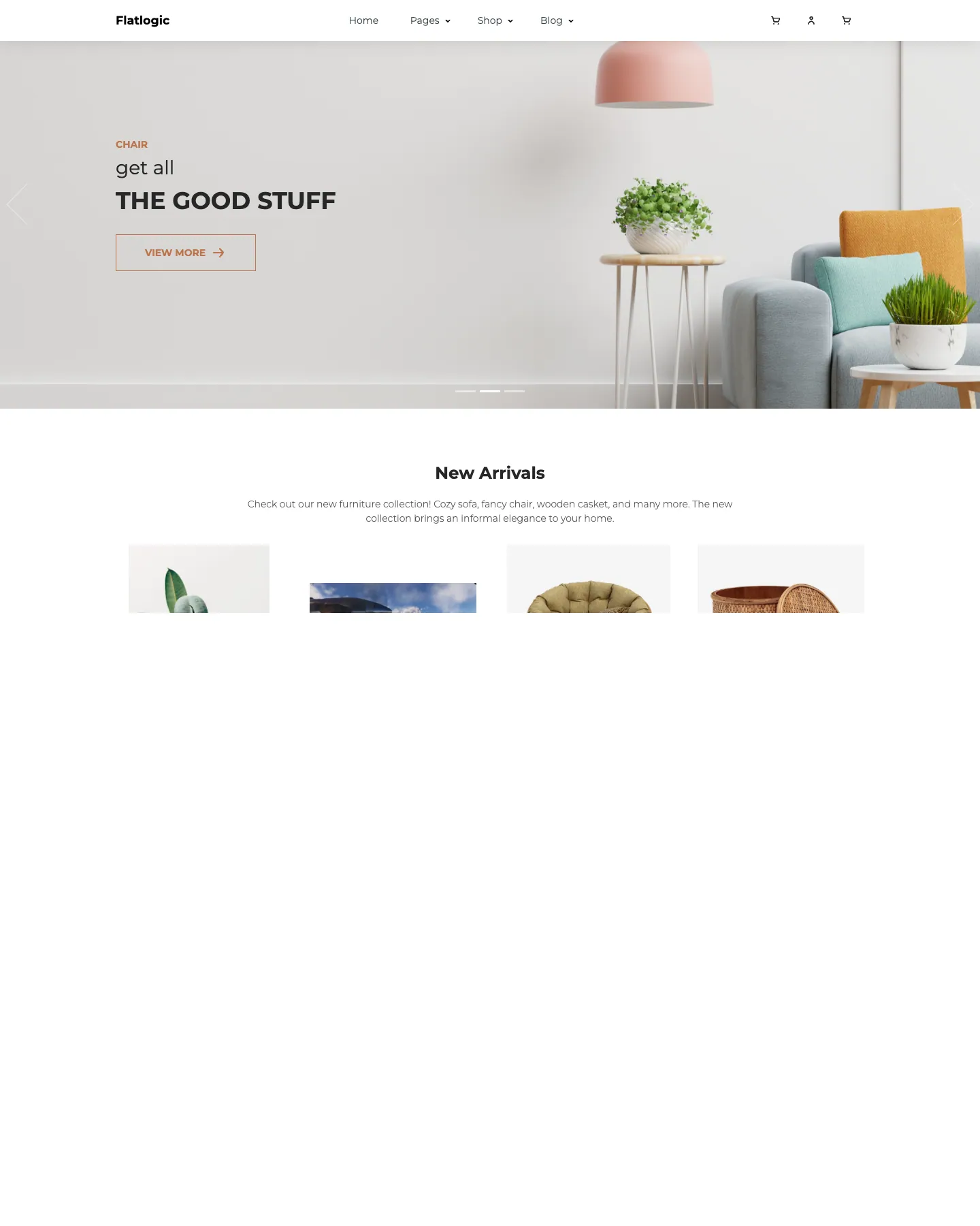 Ecommerce React Template website template, / page, part 1