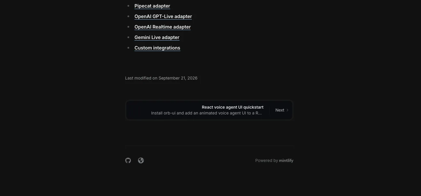 orb-ui website template, /docs page, part 2