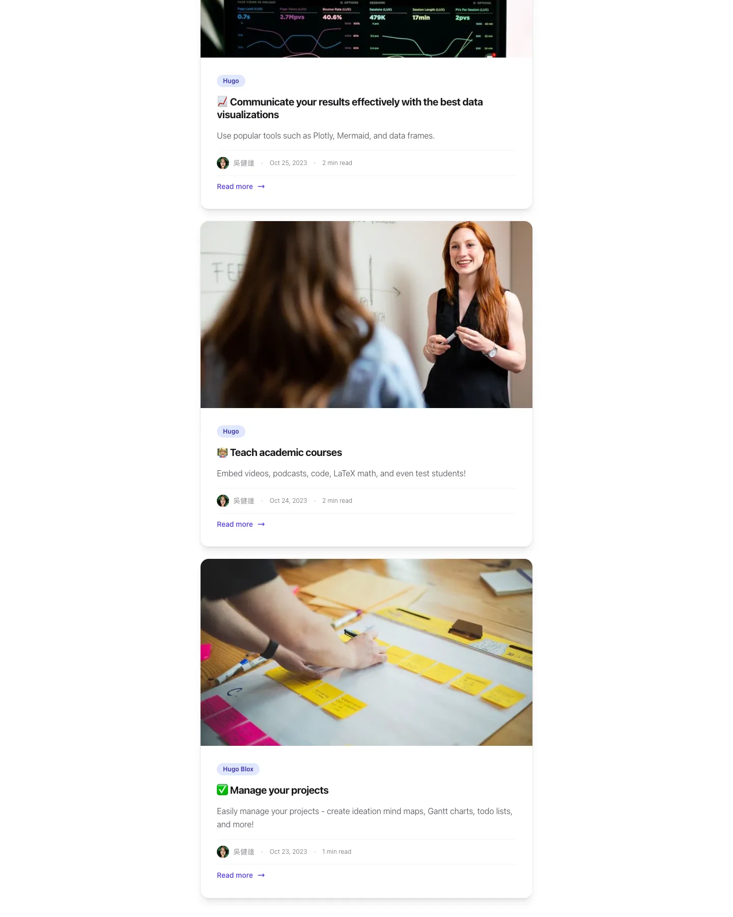 Hugo Blox - Tailwind website template, /blog/ page, part 2