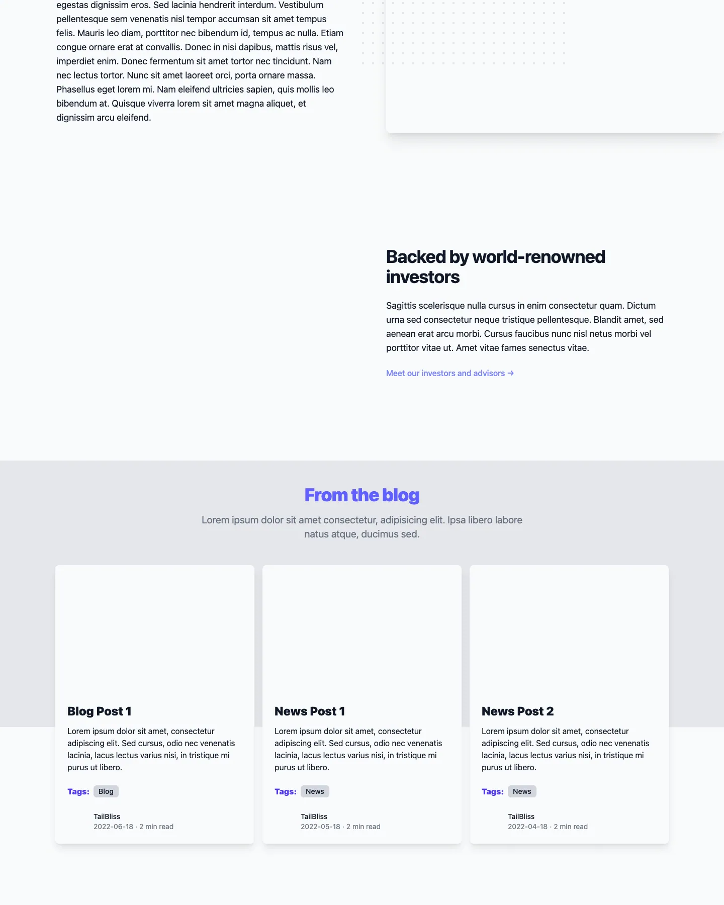TailBliss website template, / page, part 2