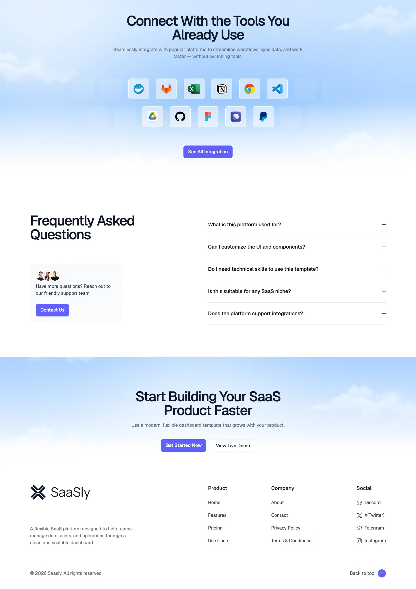 SaaSly website template, /features page, part 2