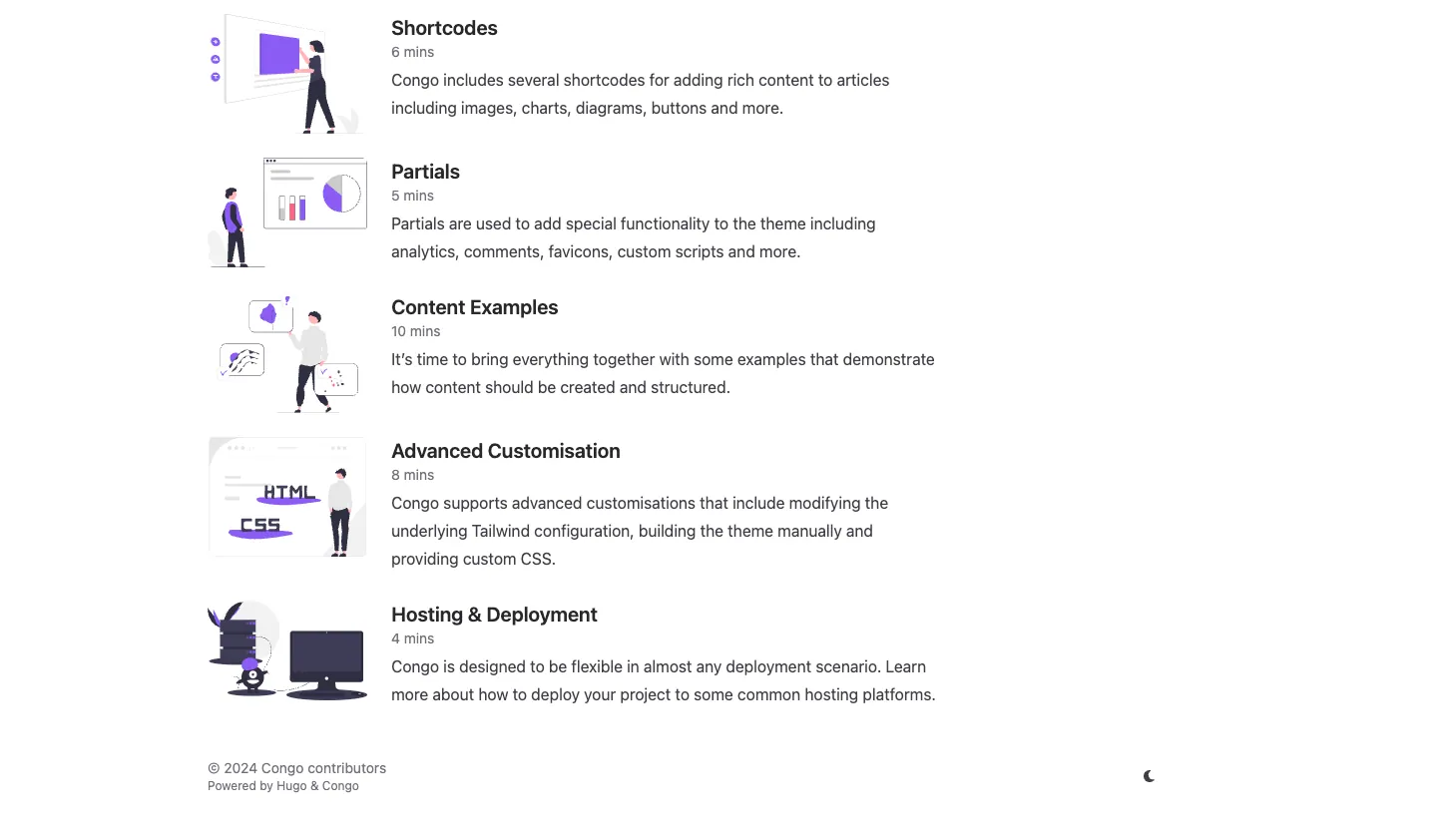 congo website template, /congo/docs/ page, part 2