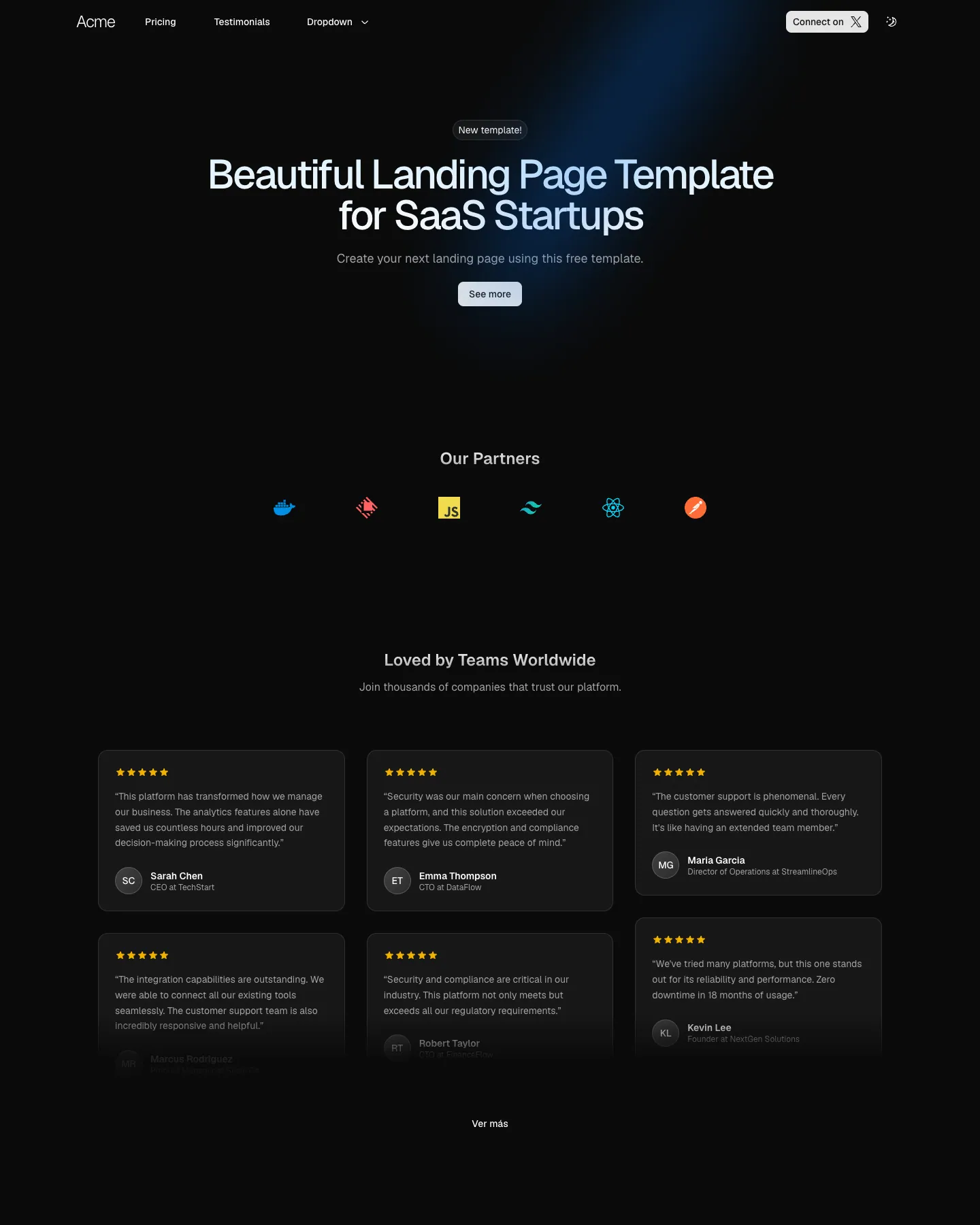 SaaS Landing Template website template, / page, part 1