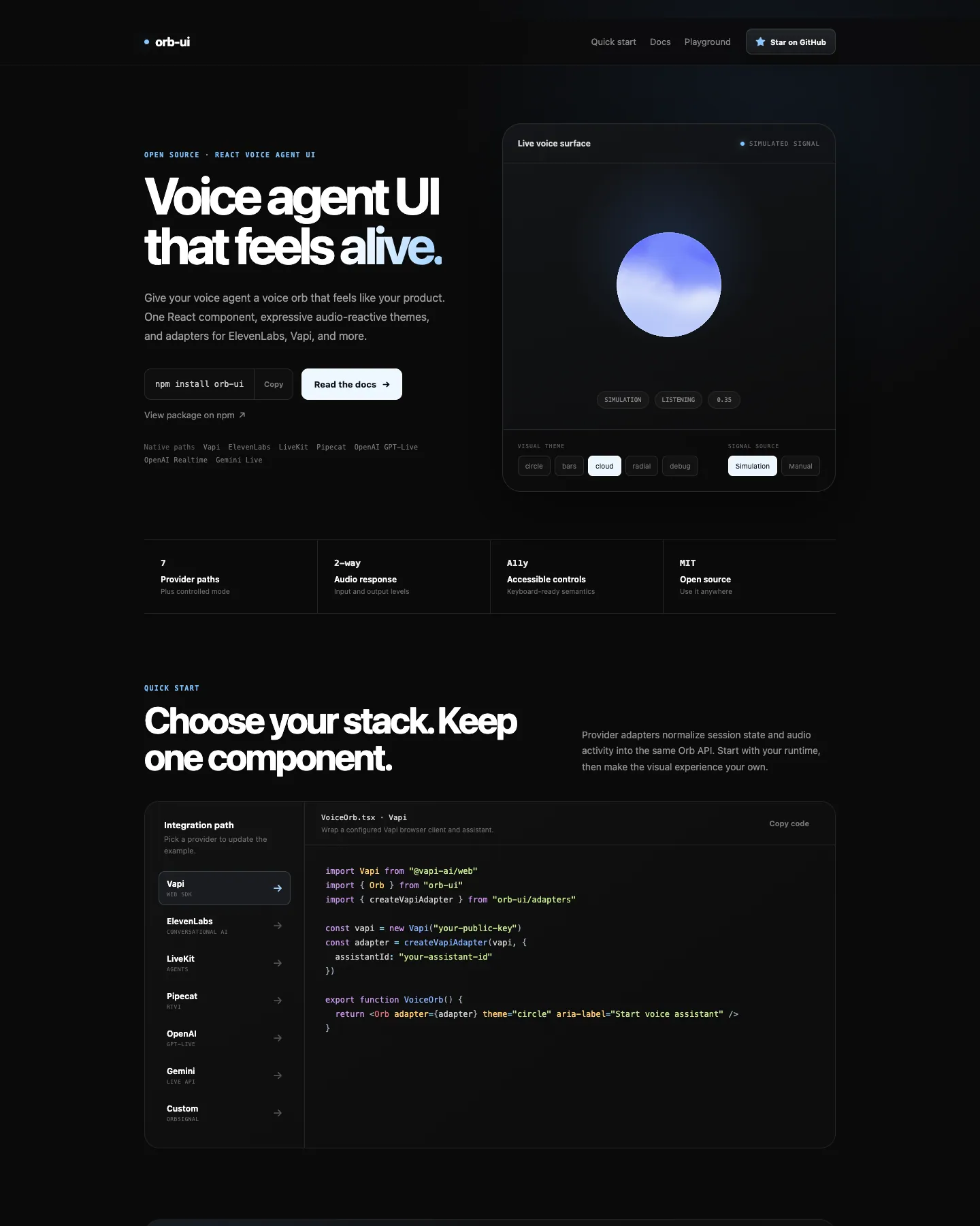 orb-ui website template, / page, part 1