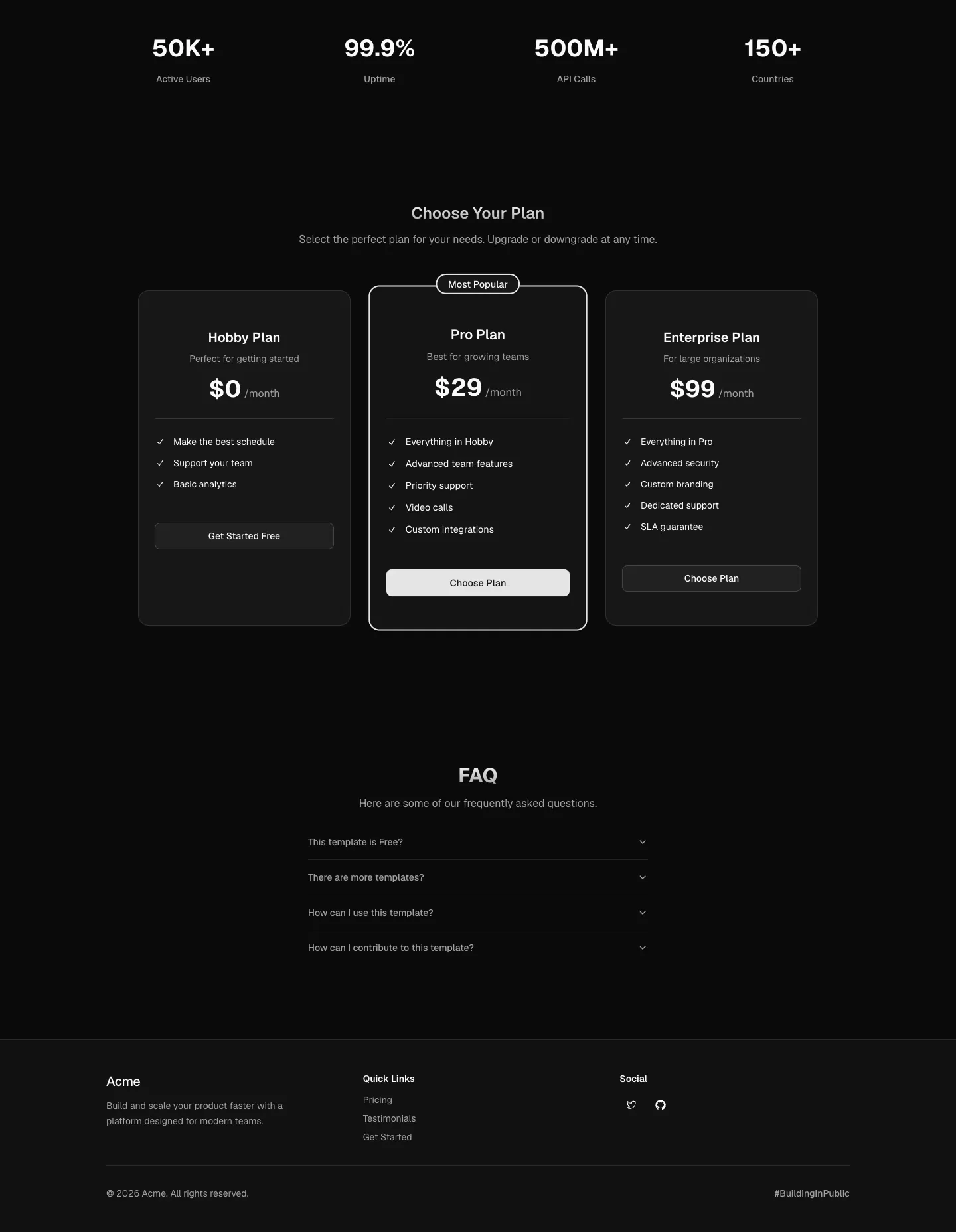 SaaS Landing Template website template, / page, part 2