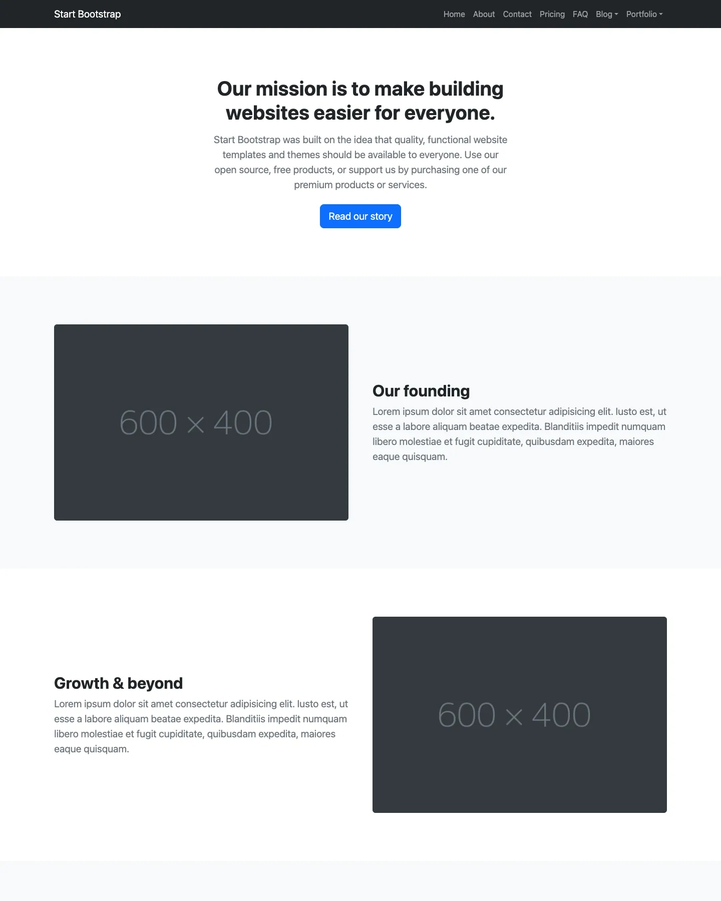 Modern Business website template, /startbootstrap-modern-business/about.html page, part 1