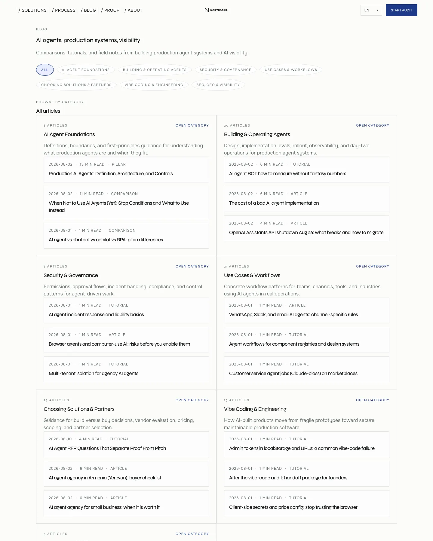 Northstar - AI Agency & Agent Studio Site website template, /blog page, part 1