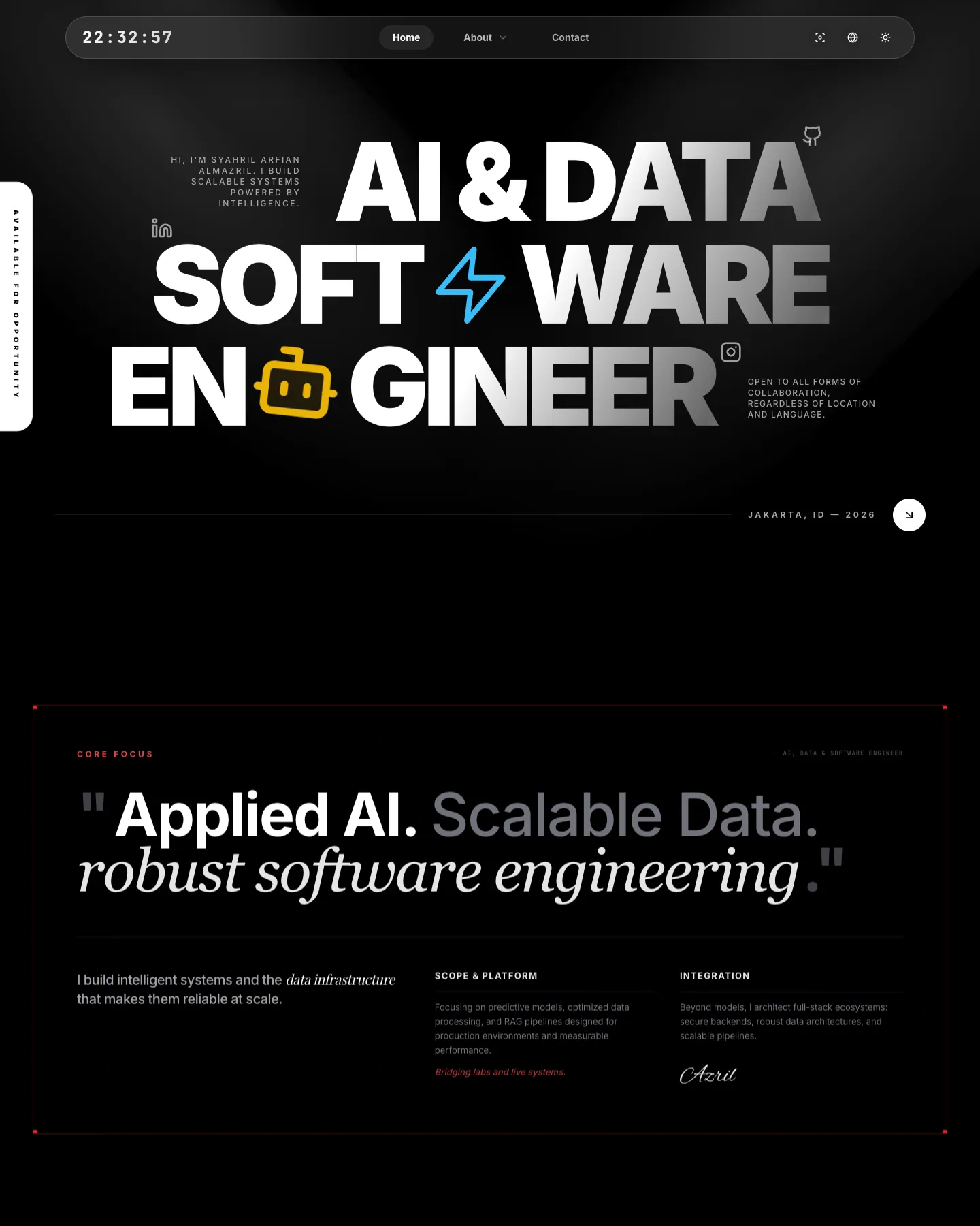 Arfazrll Portfolio website template, / page, part 1