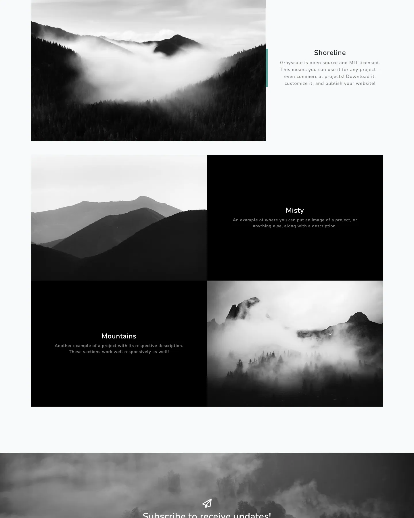 Grayscale website template, /startbootstrap-grayscale/ page, part 2