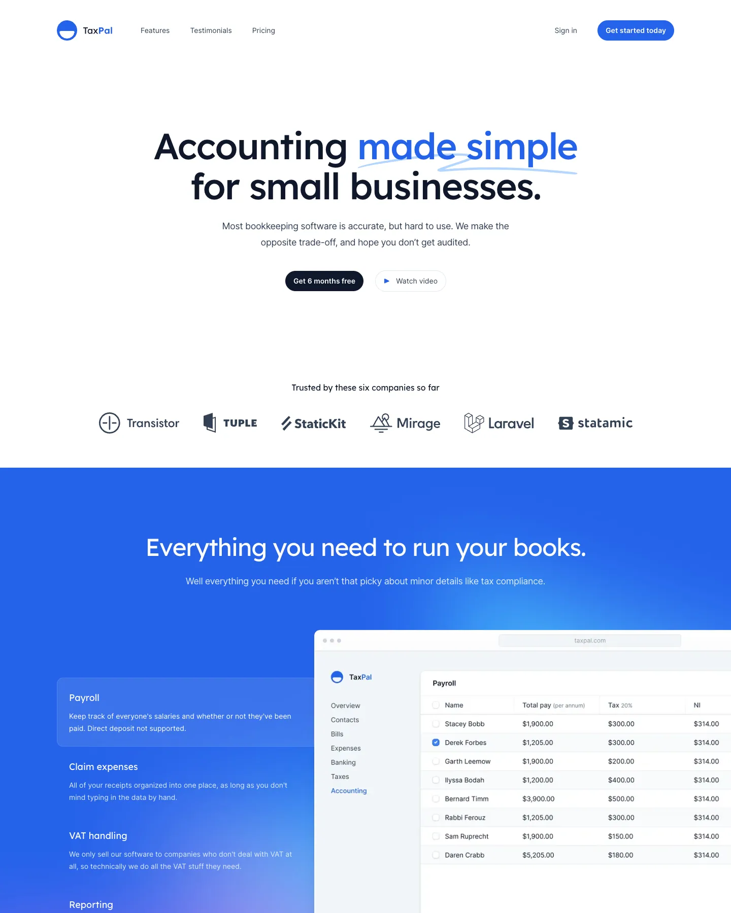 SvelteKit SaaS Kit website template, / page, part 1
