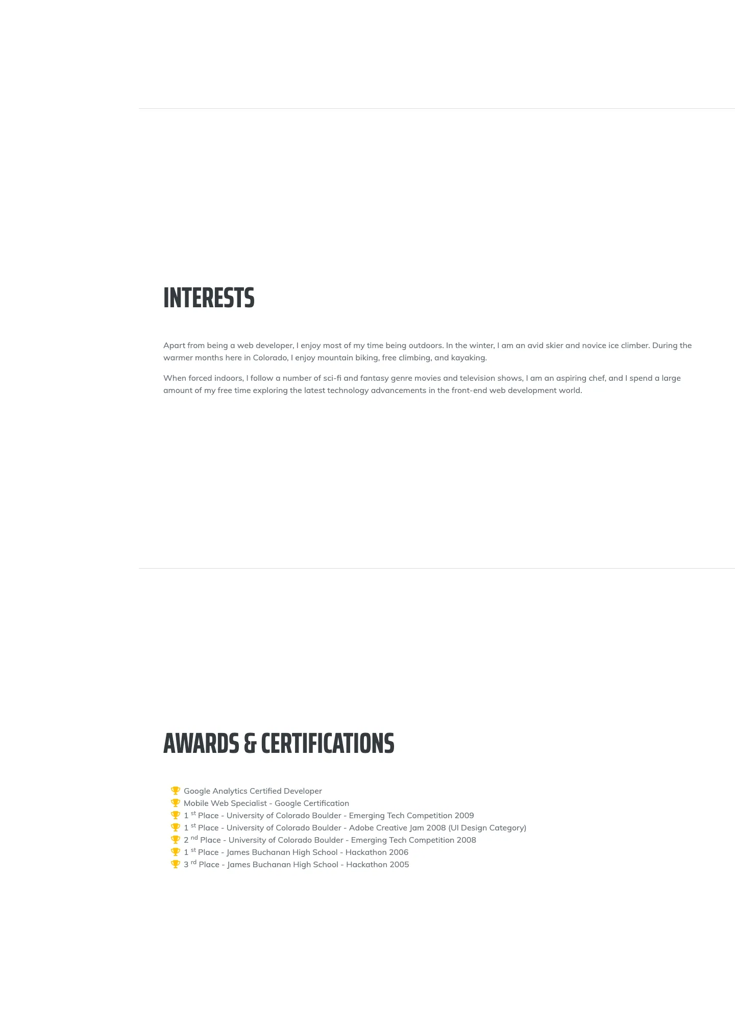 Resume website template, /startbootstrap-resume/ page, part 3