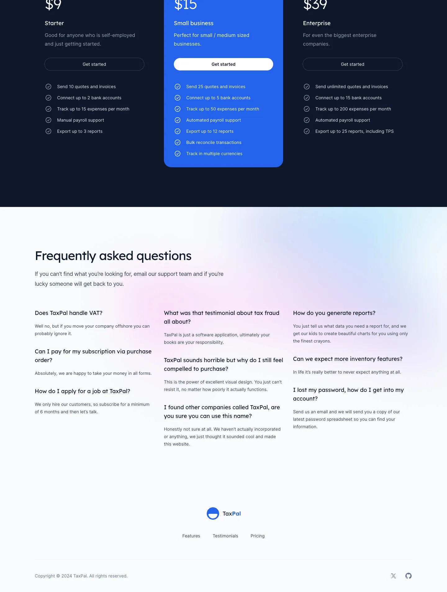 SvelteKit SaaS Kit website template, / page, part 4