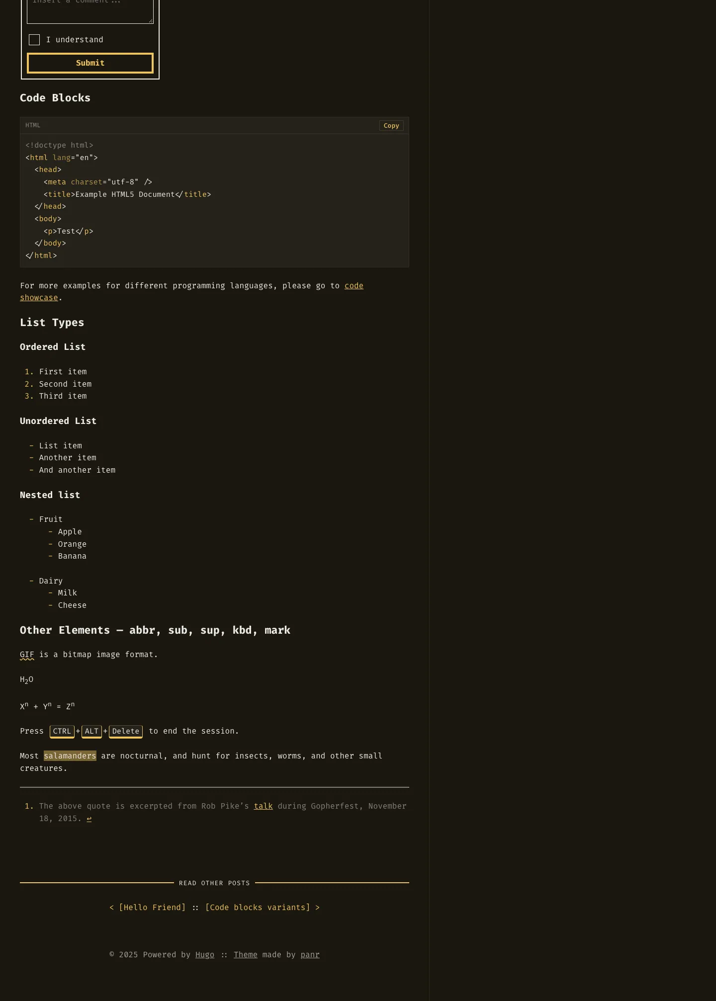 Terminal website template, /hugo-theme-terminal-demo/posts/showcase page, part 3