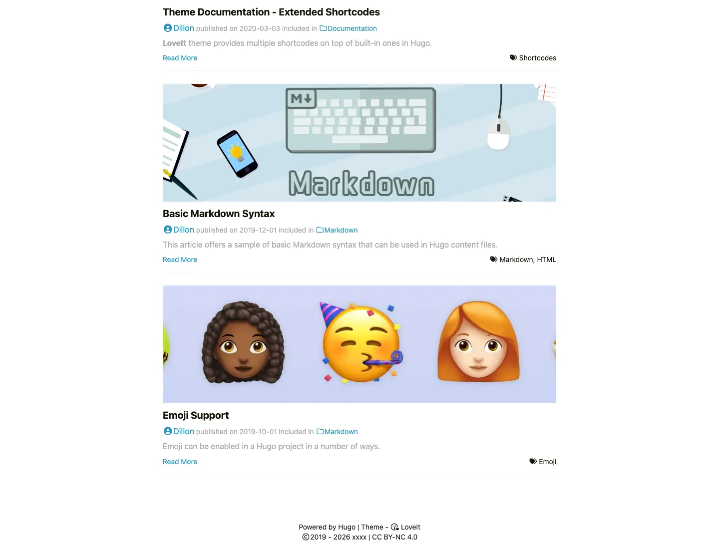 LoveIt website template, / page, part 2