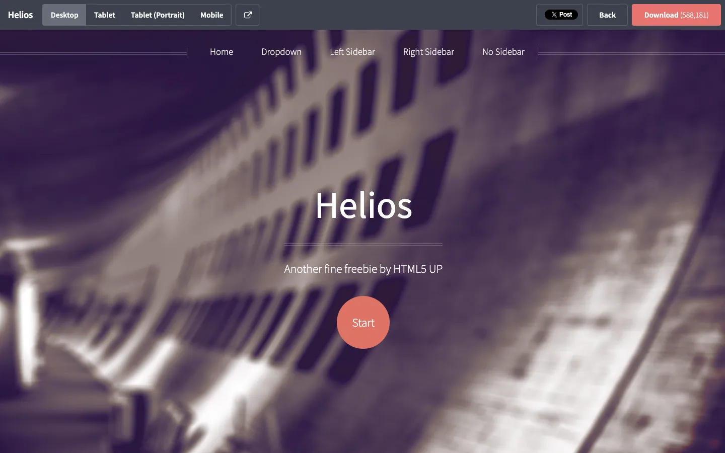 Helios website template, /helios page, part 1