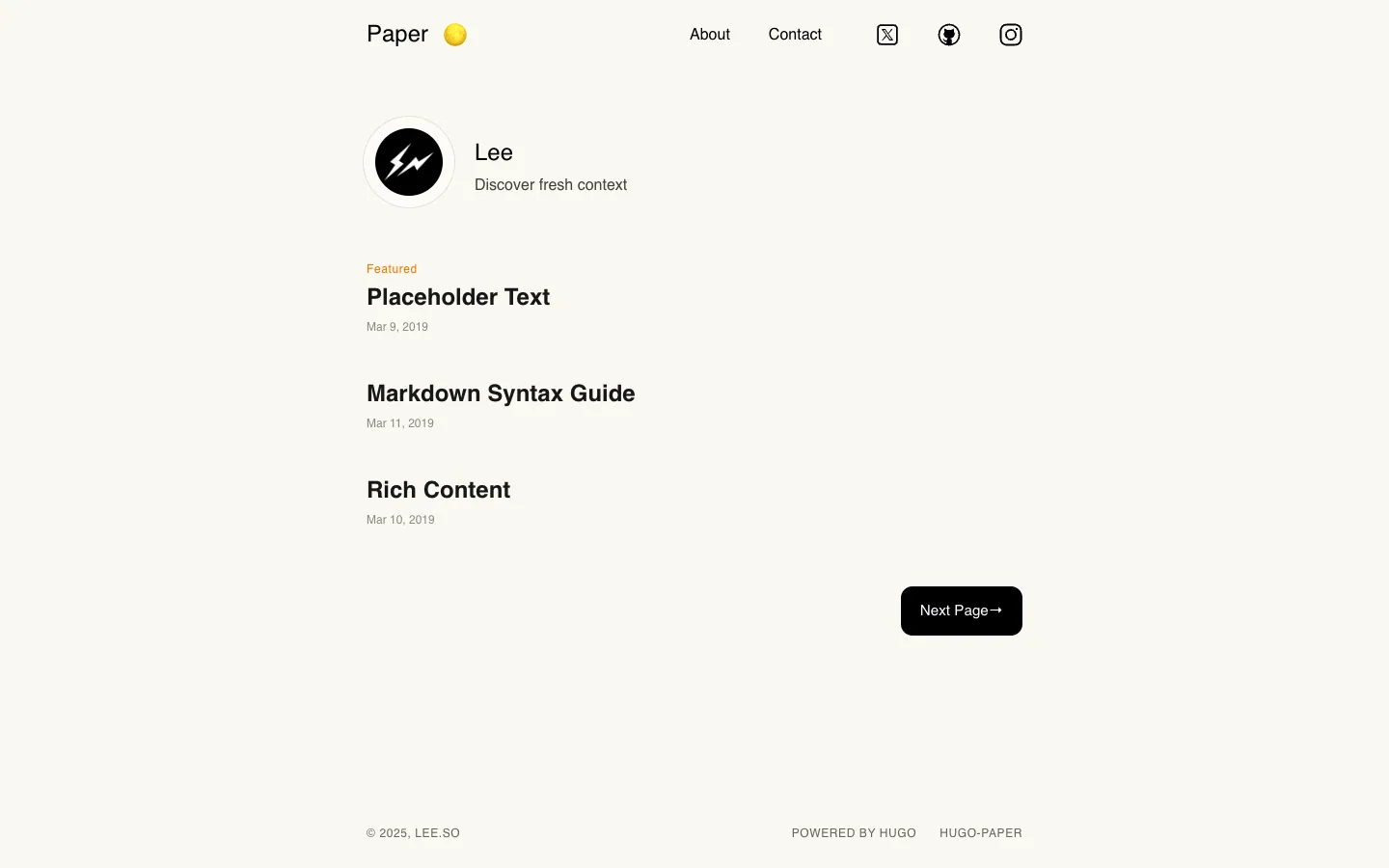 Paper website template, / page, part 1