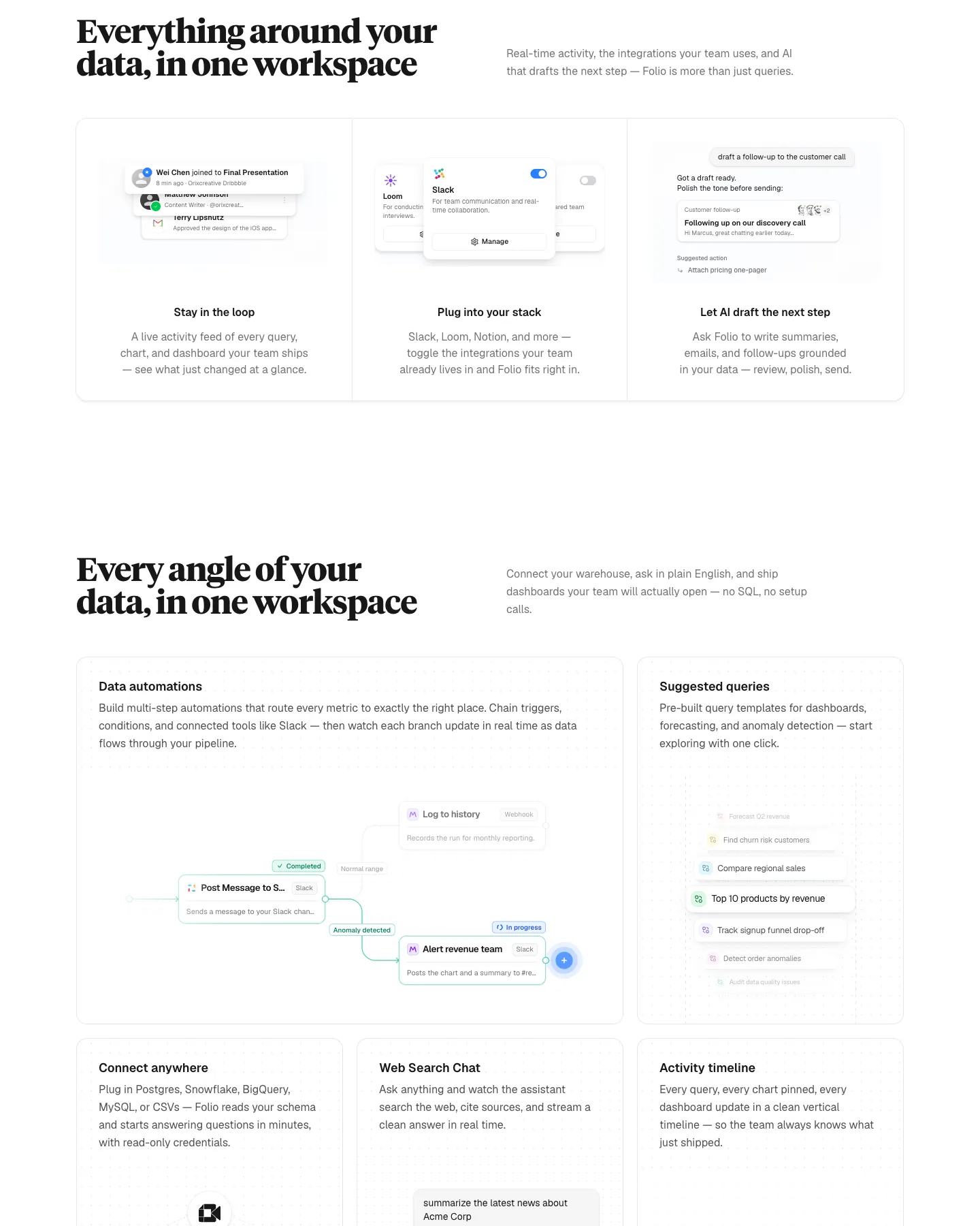 Folio - Data Intelligence Landing Template website template, / page, part 2