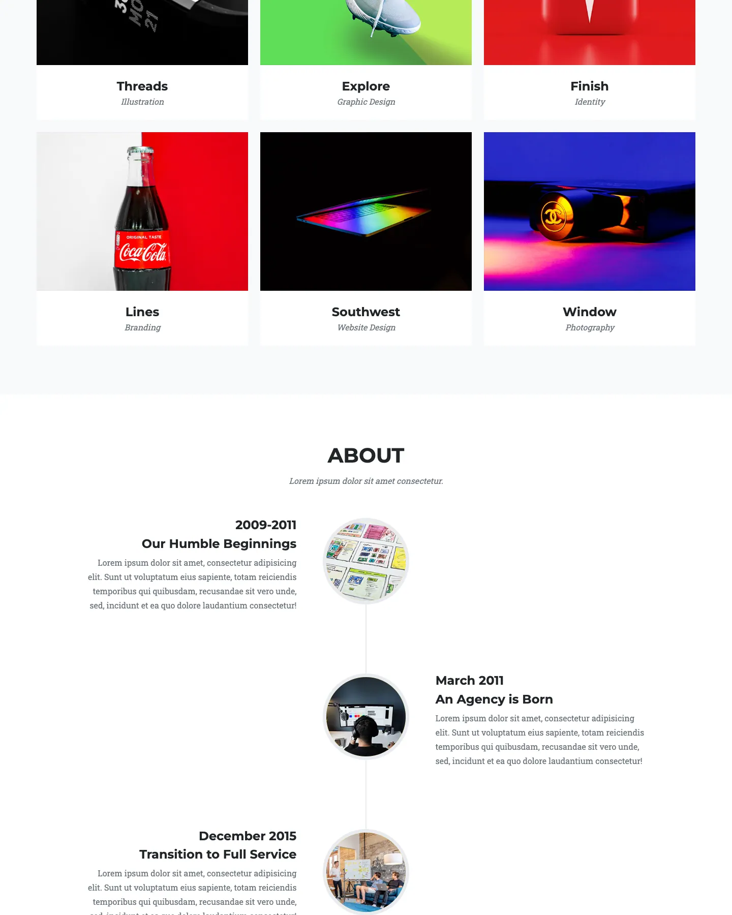 Agency website template, /startbootstrap-agency/ page, part 2