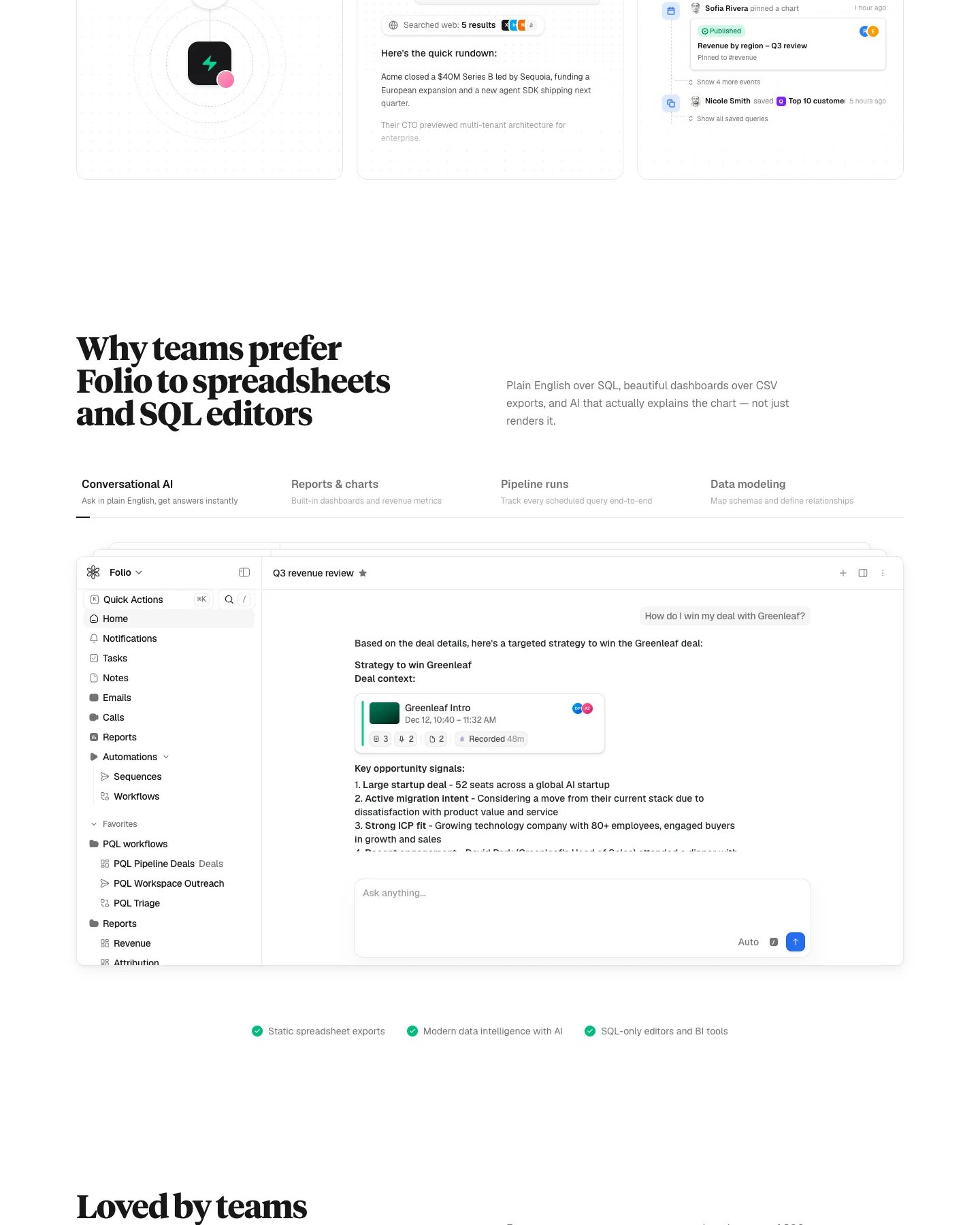 Folio - Data Intelligence Landing Template website template, / page, part 3