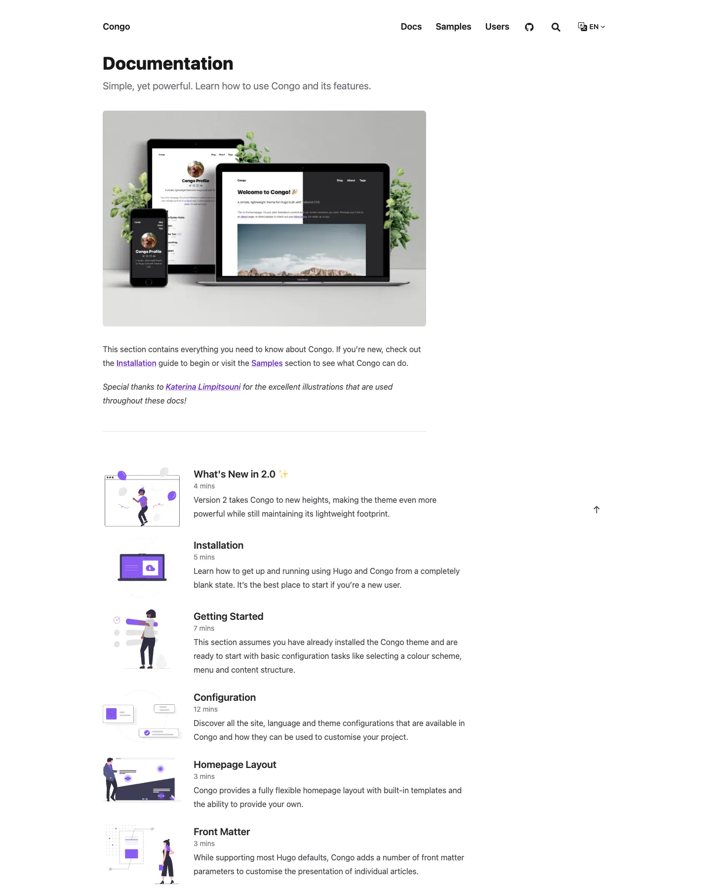 congo website template, /congo/docs/ page, part 1
