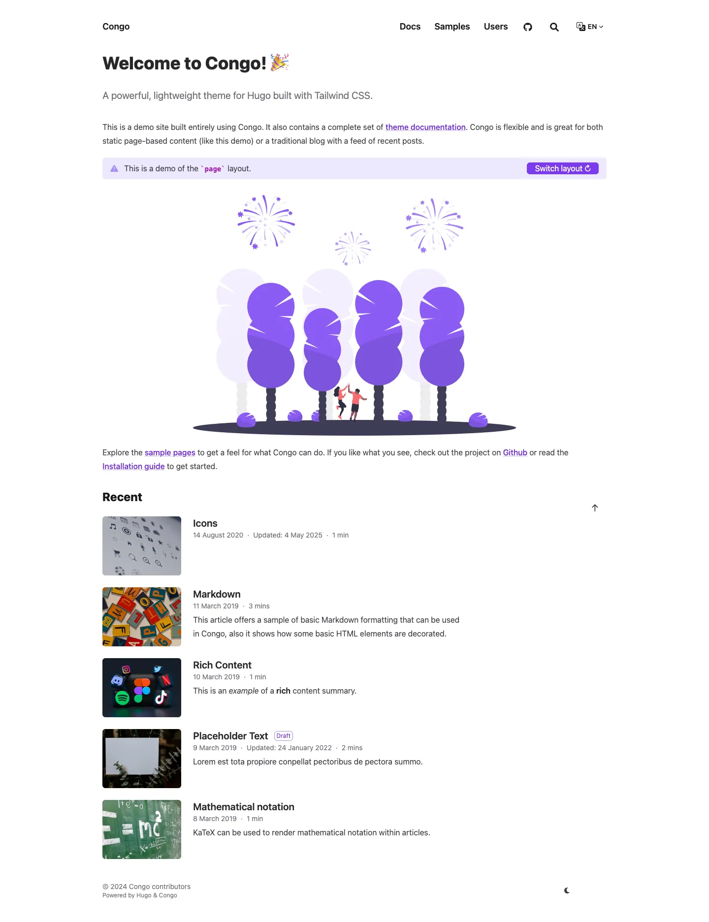 congo website template, /congo/ page, part 1