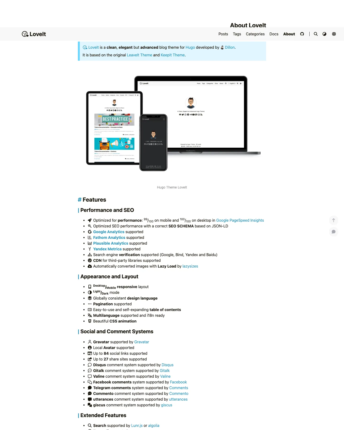 LoveIt website template, /about/ page, part 1