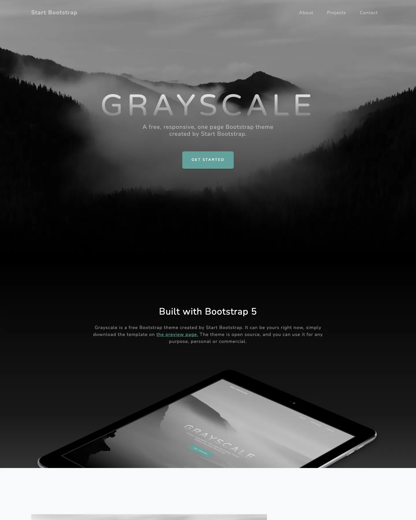 Grayscale website template, /startbootstrap-grayscale/ page, part 1