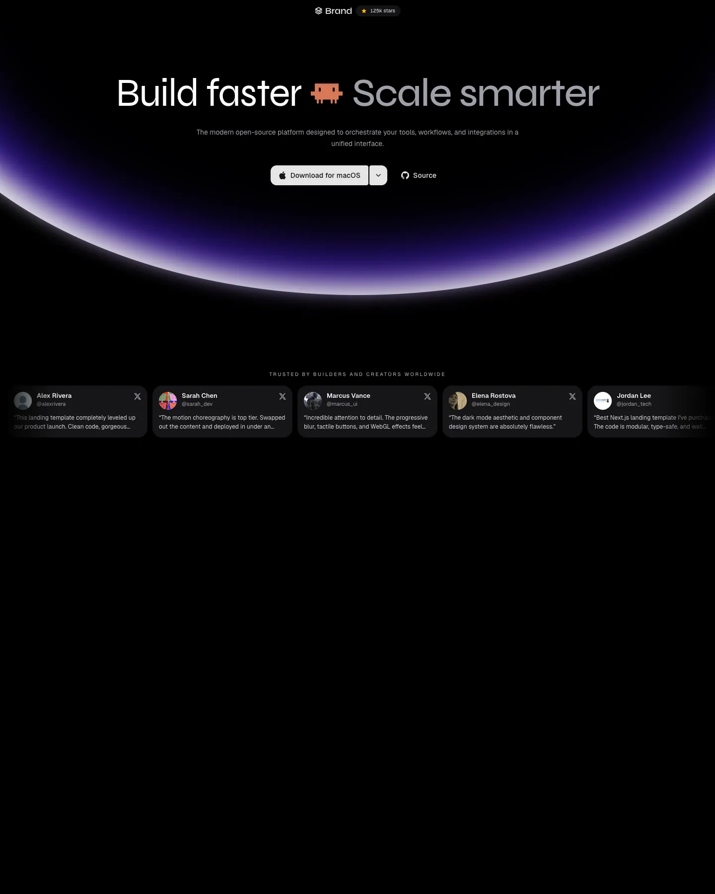 T3Code - Cinematic Dark SaaS Landing Page Template website template, / page, part 1