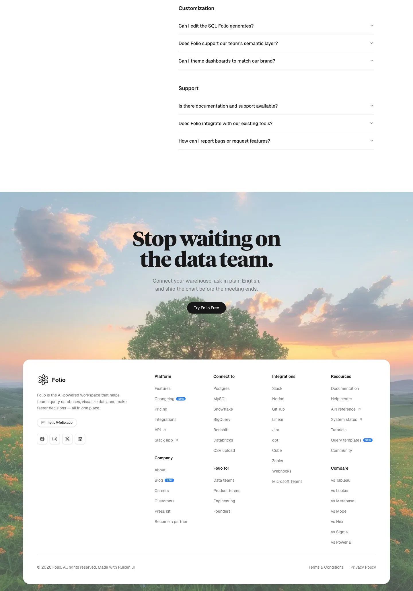 Folio - Data Intelligence Landing Template website template, / page, part 5