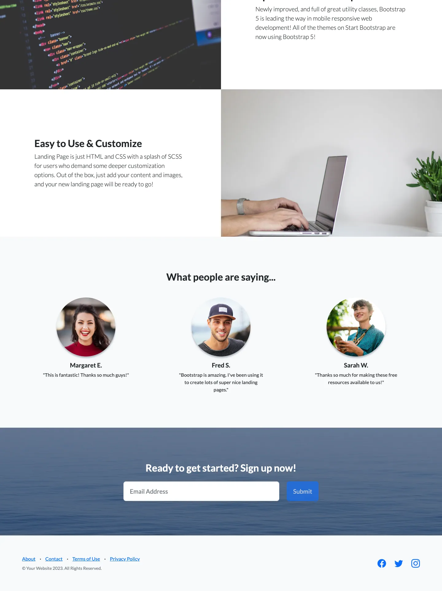 Landing Page website template, /startbootstrap-landing-page/ page, part 2