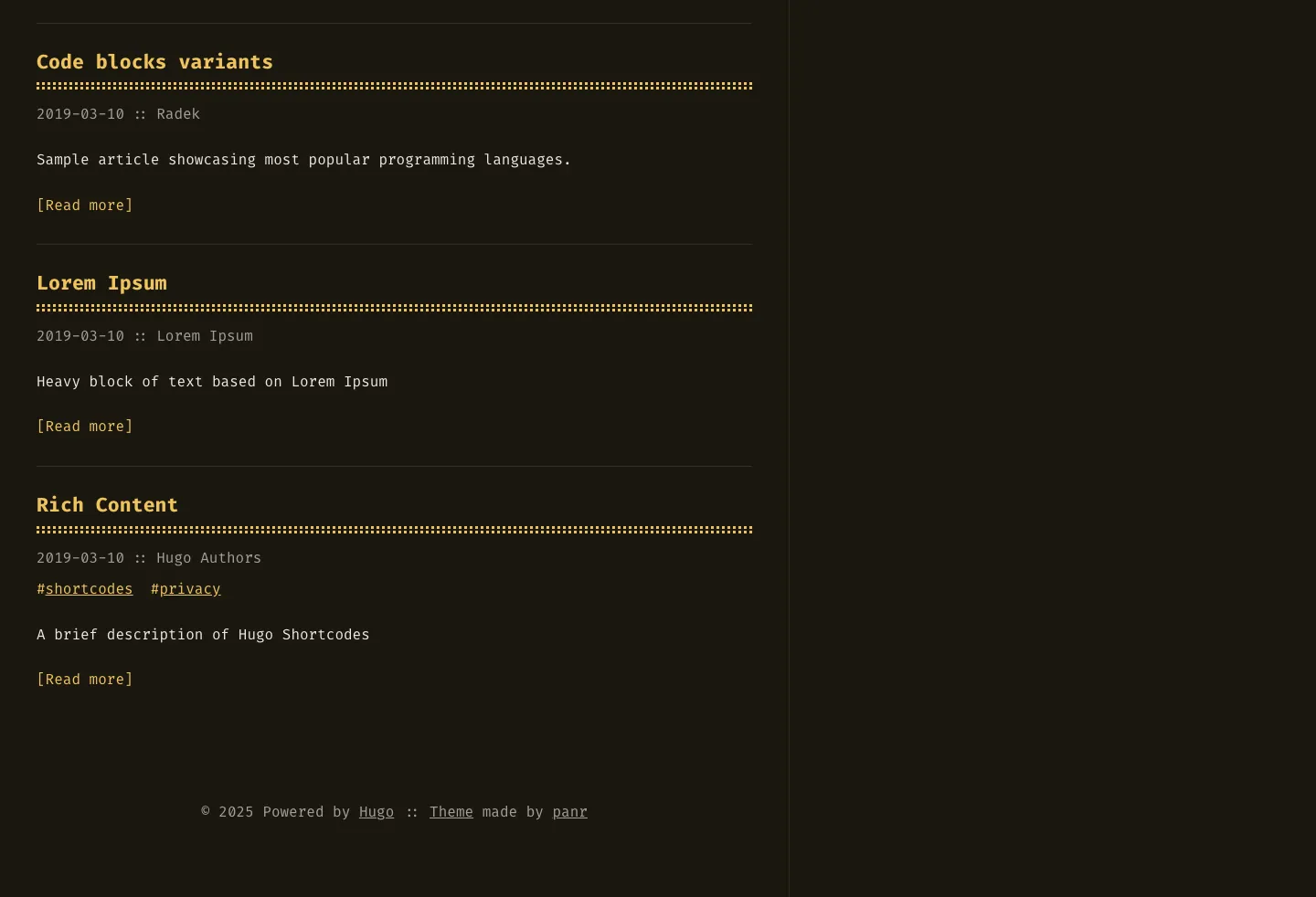 Terminal website template, /hugo-theme-terminal-demo/ page, part 2