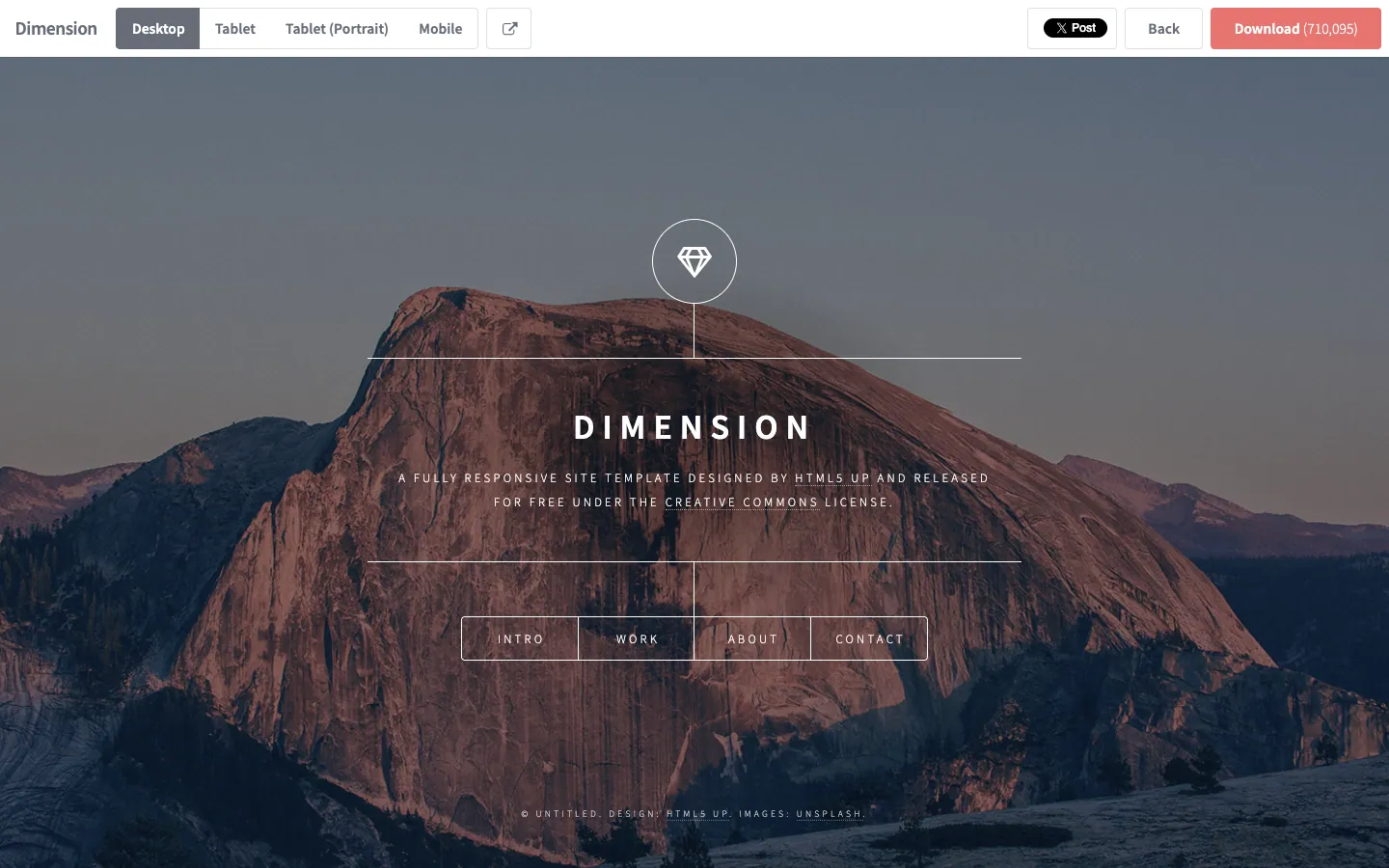 Dimension website template, /dimension page, part 1