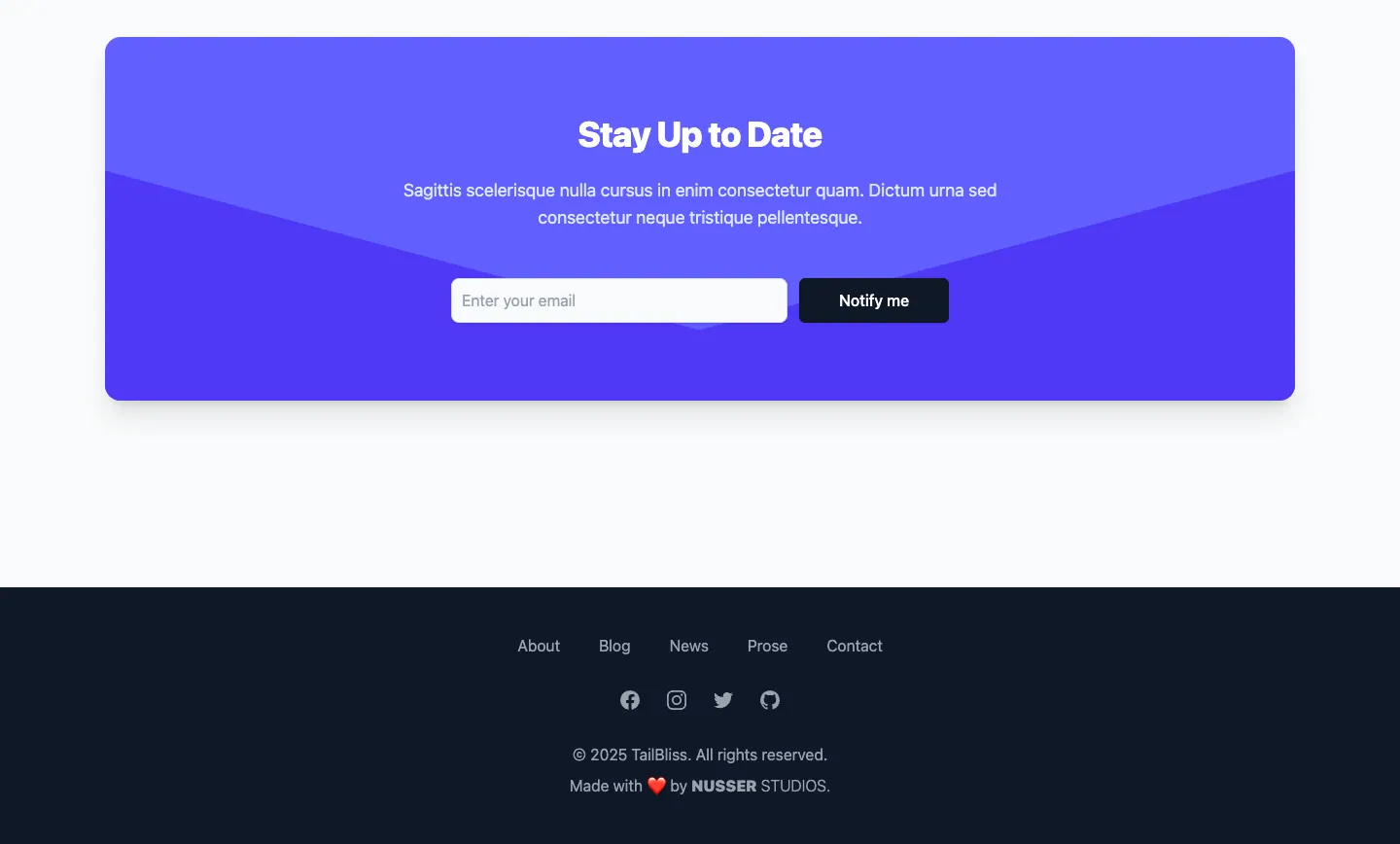 TailBliss website template, / page, part 3